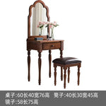 maquillage classique miroir intégré tabouret cuir bois chêne marronclair multifonctionnel chambre