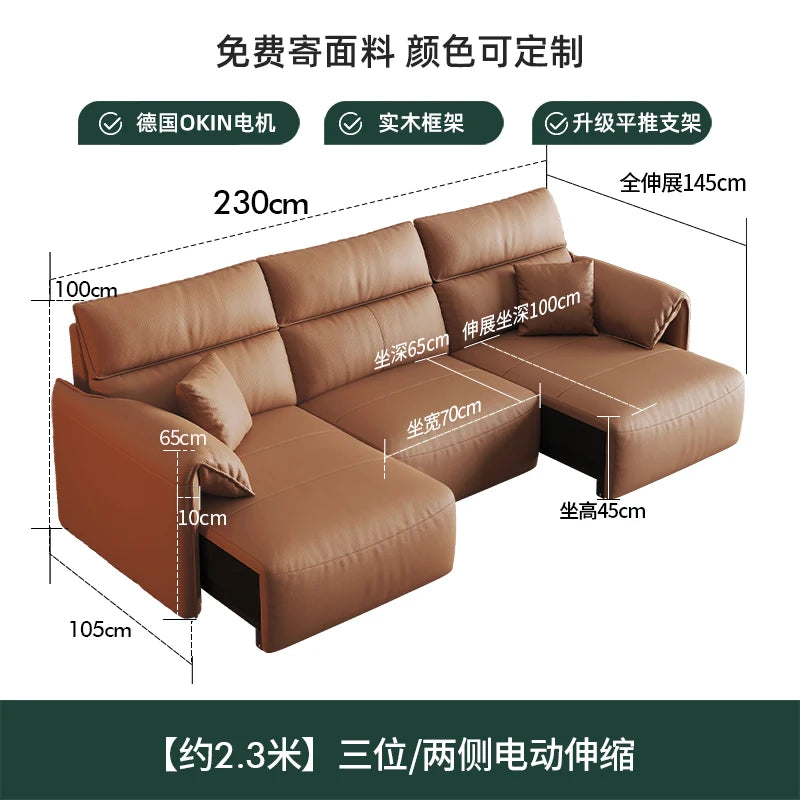 canapé d'angle marron clair moderne coussins table basse dimension 290cm