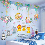 stickers muraux animaux cartoon multicolores enfants deco chambre salon adhésifs