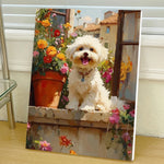 Toile peinte fleurs colorées animaux chien débutants peinture numéros matériel décoration mur moderne