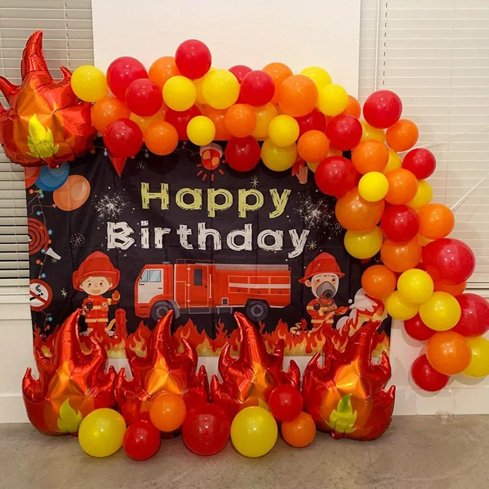 Ballons pompier multi couleurs pour anniversaire