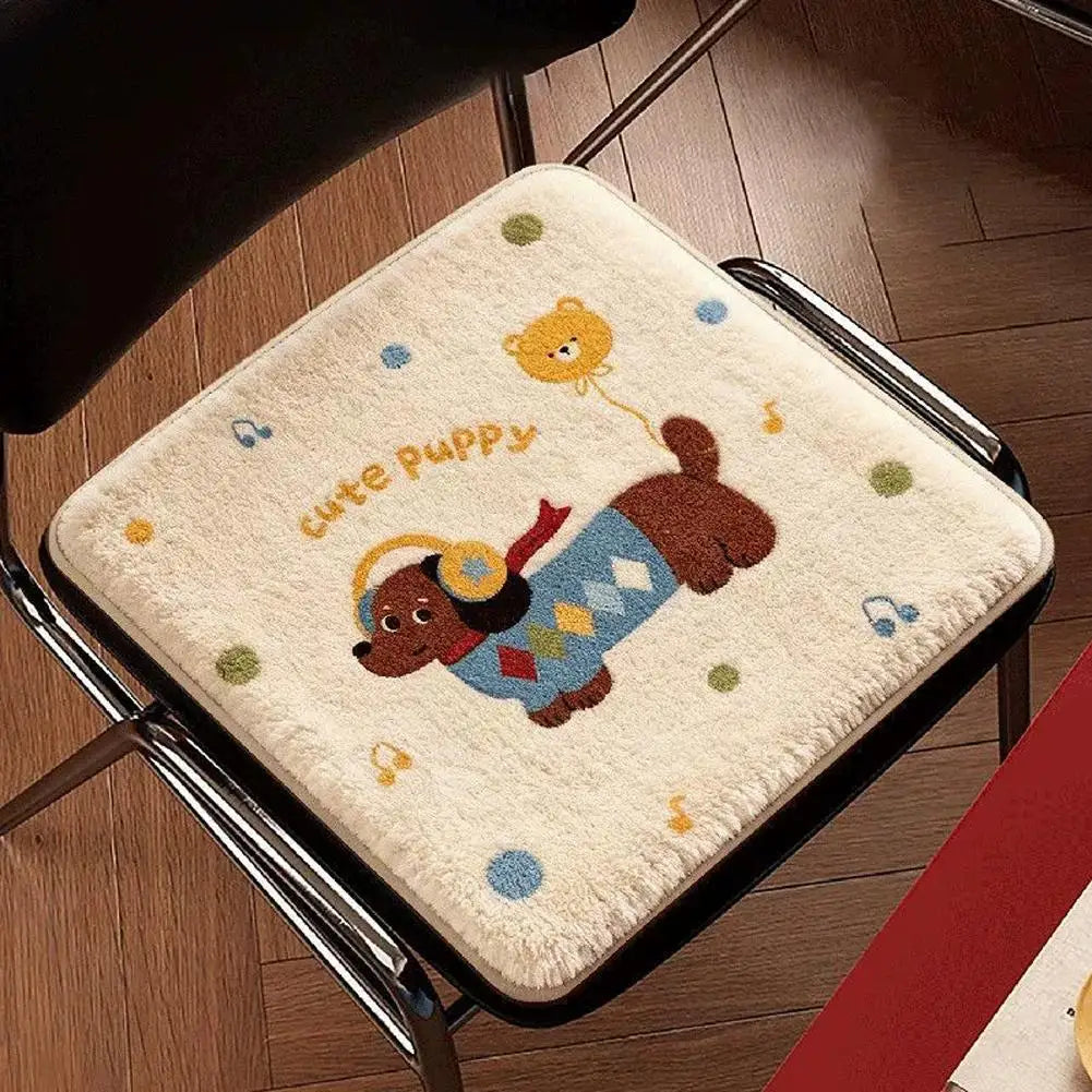 coussin carré doux cartoon chats chiens beige antidérapant fibre polyester lavable