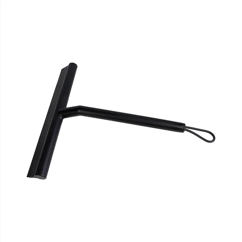 nettoyant vitre poignée longue brosse plate caoutchouc noir gris clips moderne minimaliste