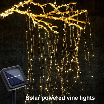 guirlande lumineuse solaire 300 led jaune doré extérieur festif autoinstallation étanche