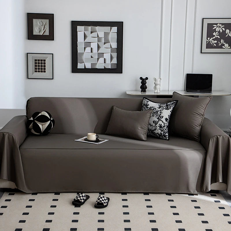 housse canapé moderne simili cuir noir protection imperméable salon grande taille