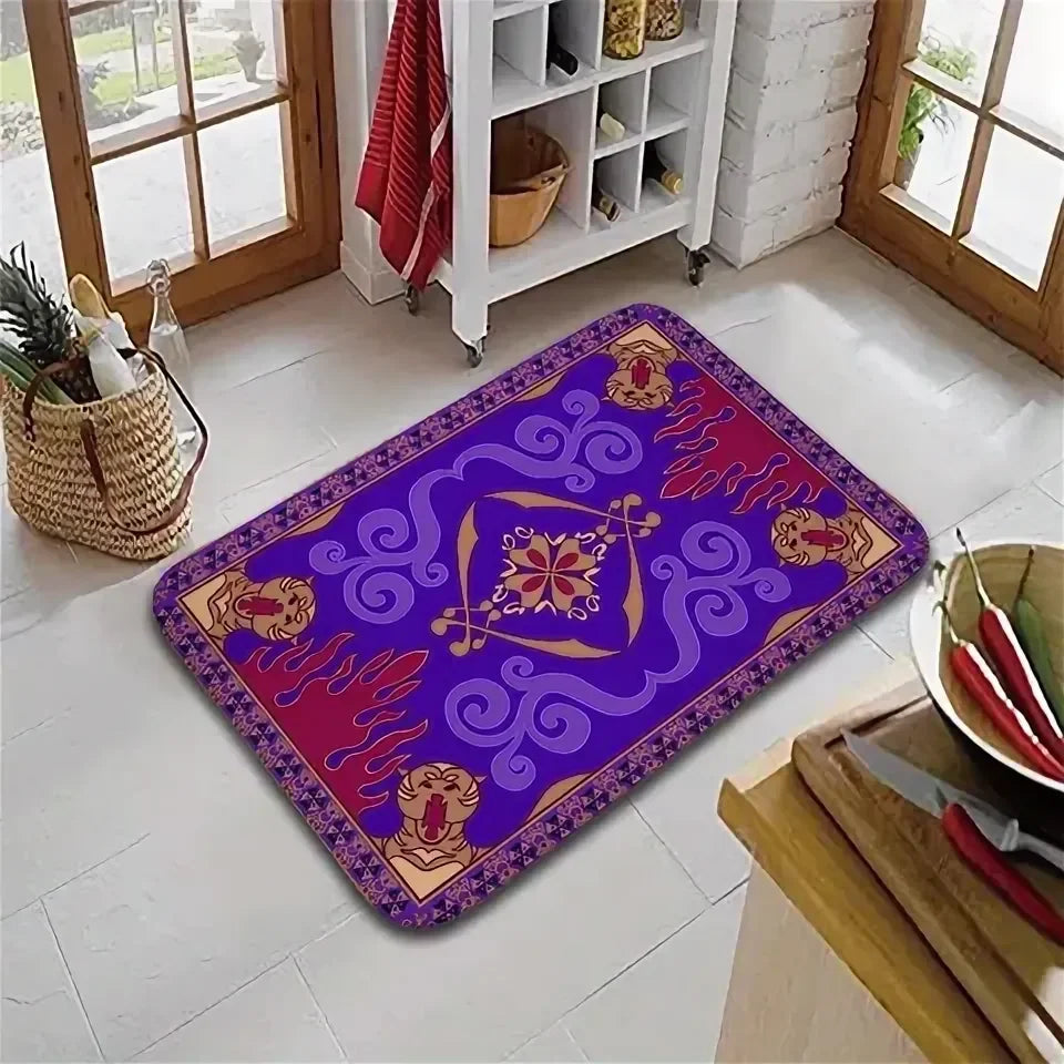 tapis violet floral moderne antidérapant polypropylène intérieur extérieur 40x120cm 40x60cm 50x160cm 50x80cm 60x180cm 60x90cm