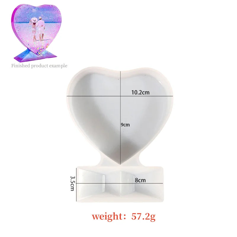 cadre photo coeur résine transparent fleurs séchées moderne décoration maison paillettes adhésif