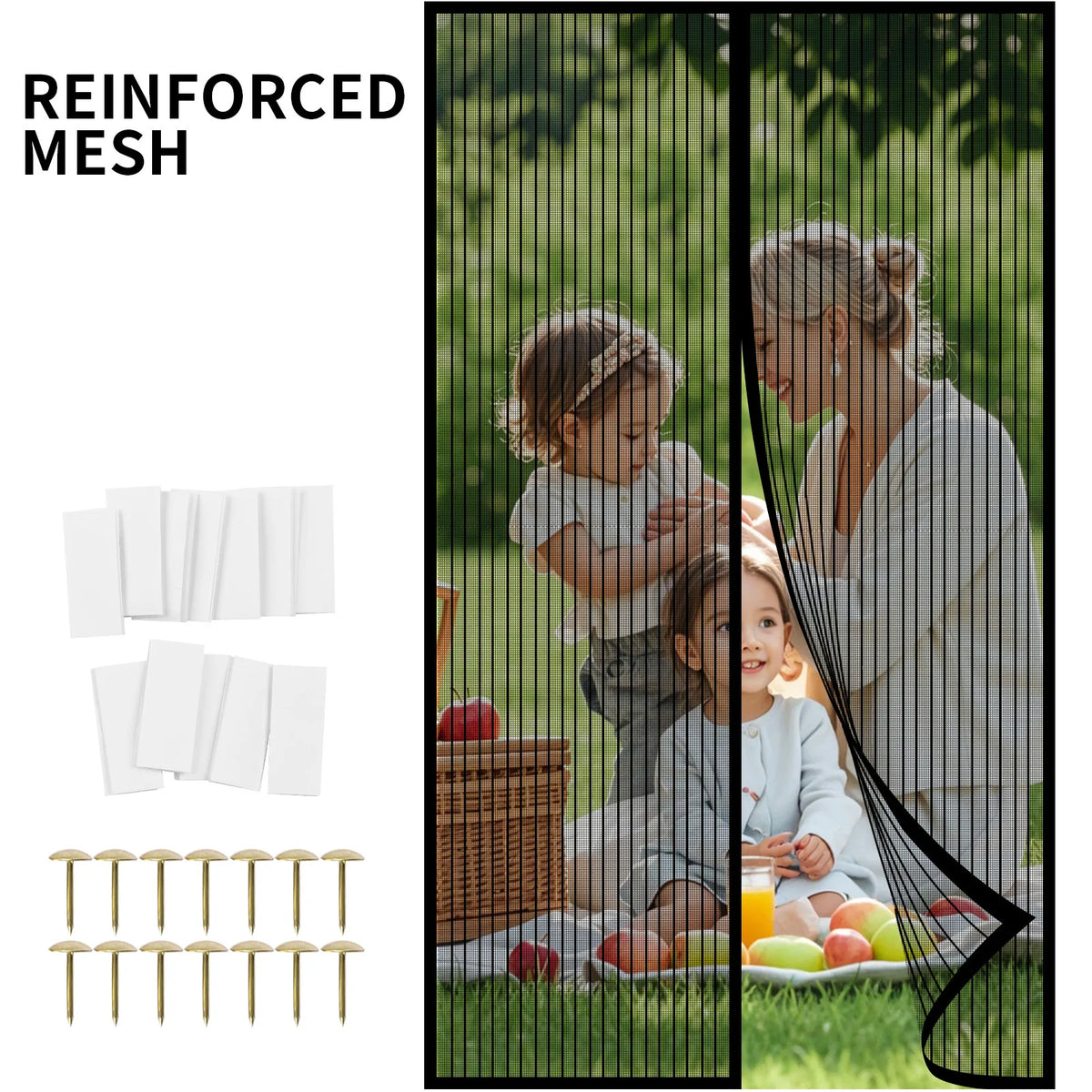 rideau anti moustiques magnétique noir maille fine opacité moderne porte fenêtre auto agrippant polyester