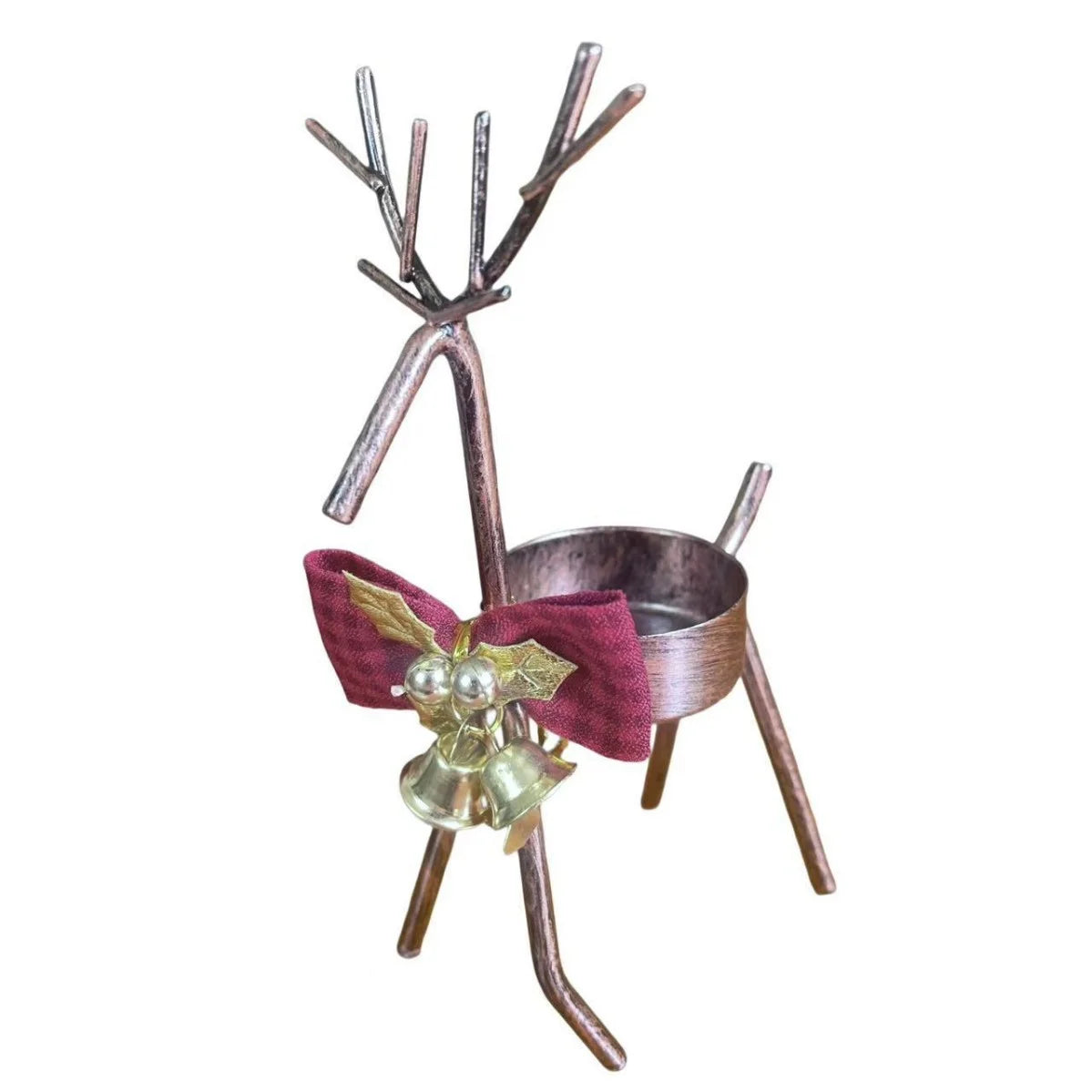 support bougie forme cerf or antlers stylisés noeud ruban moderne décoration table mariage centrope