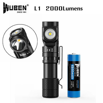 lampe torche rechargeable 2000 lumens led camping randonnée étanche noire