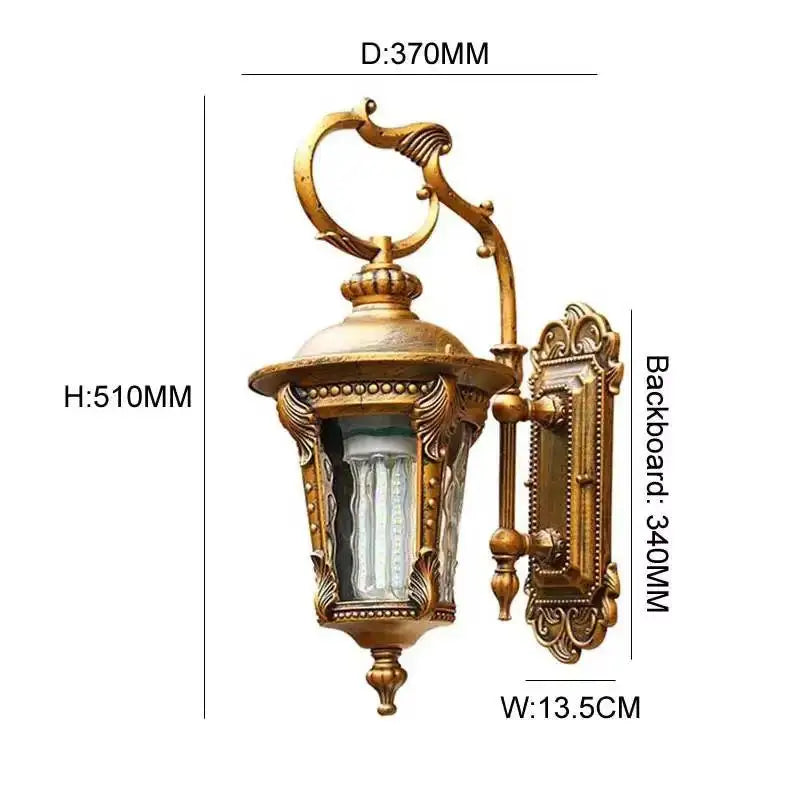 lampe murale or noir ornements sculptés verre texturé classique baroque eyeletsextérieur ip65 led 12v