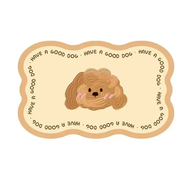 autocollant murale motif chien ours mignon texte have good dog beige rose