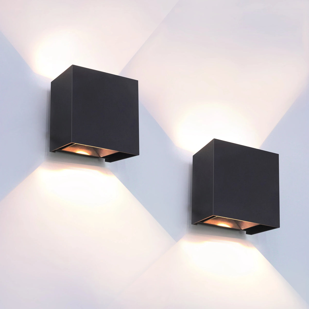 applique murale led moderne noire jaune forme cubique ip65 3000k 6wintérieurextérieur