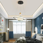 suspension lumineuse bleu blanc doré planète saturne astronaute moderne spatialchains suspendues