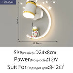 lampe murale moderne astronaute étoiles lune blanc doré crème minimaliste chambre enfant