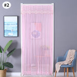 rideau porte anti moustiques dentelle polyester transparent classique ruban auto agrippant beige bleu violet