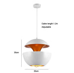 lumière suspendue sixties noir blanc or câble fixation diamètre 250mm chambre salon