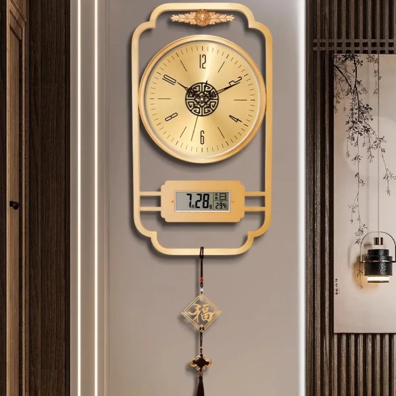 horloge murale moderne ornementée asiatique salon affichage aiguille digital élément décoratif suspendu motifs géométriques