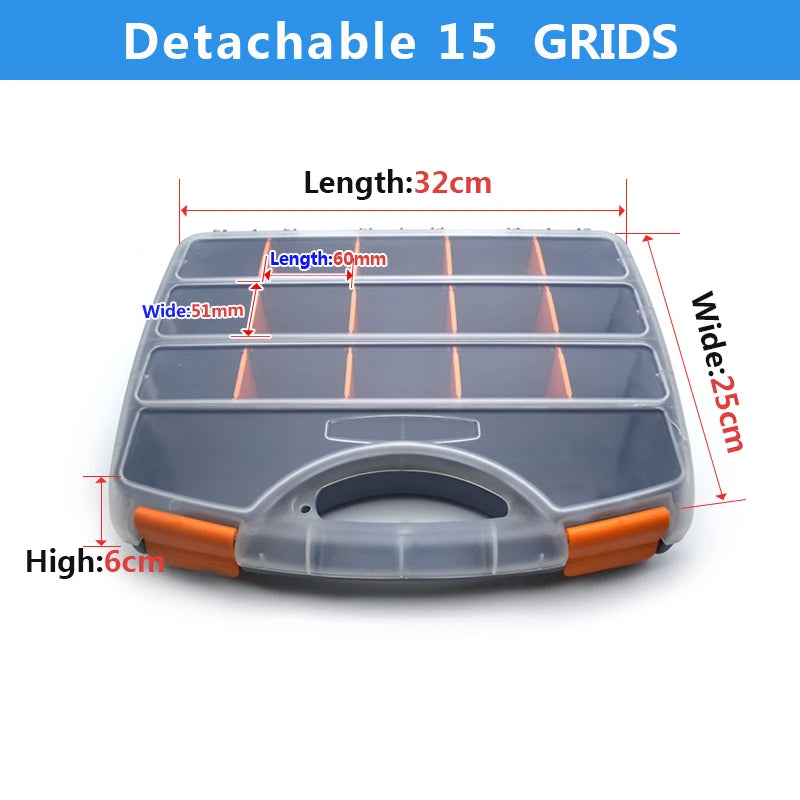 boîtes d'organisateur transparentes réutilisables gris orange modulaires grilles détachables 24 compartiments pratiques