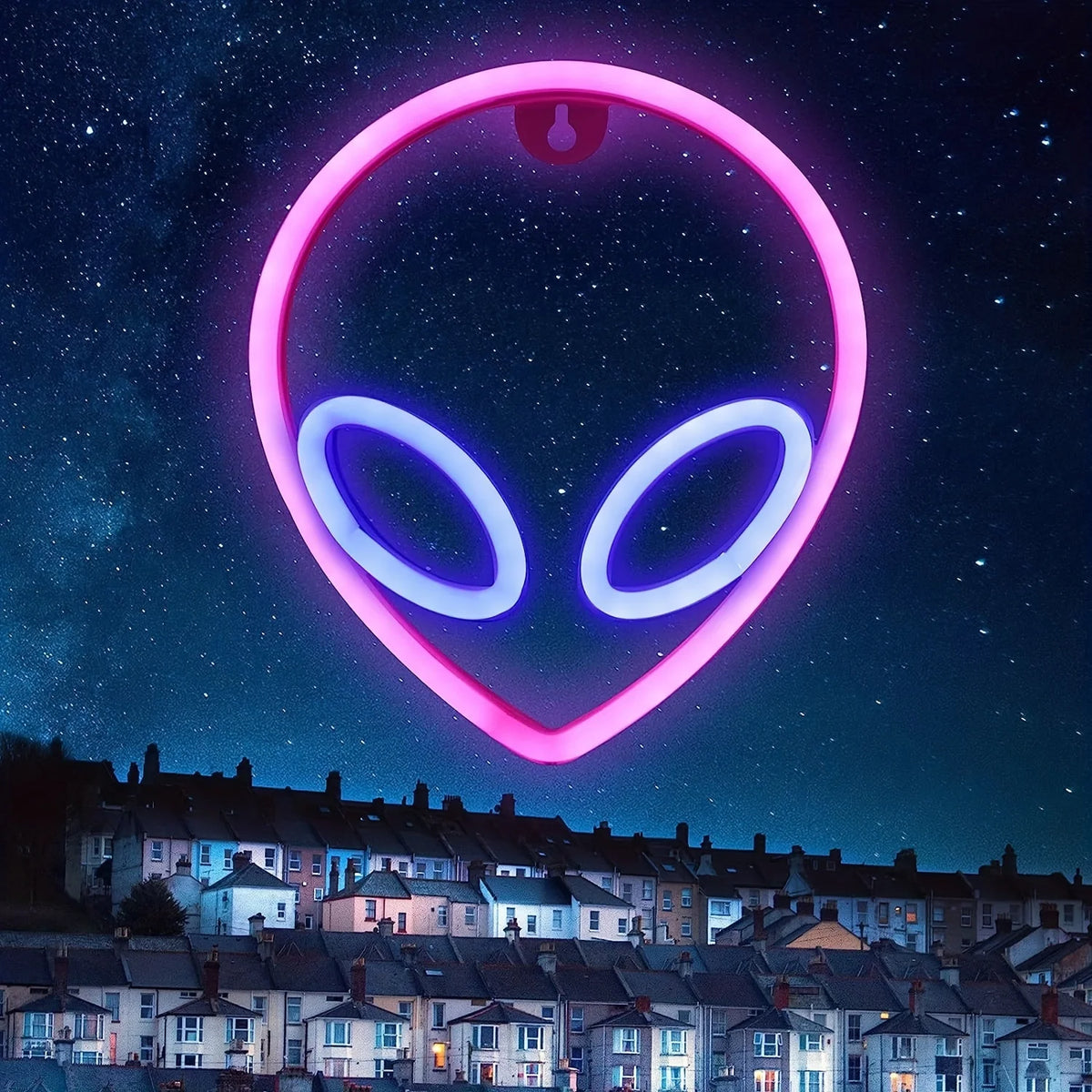 lampe néon vert violet alien moderne crochet usb batterie chambre entrée étude salle bain
