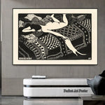 affiche murale noir blanc abstraite art moderne posters impression toile sans cadre decoration mur