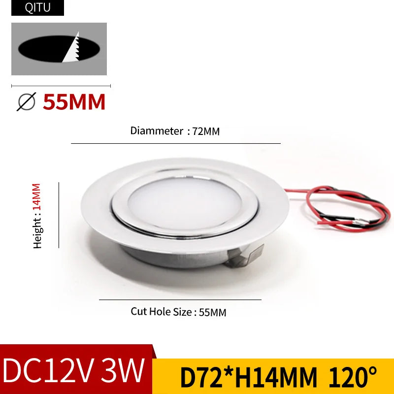 spot led encastrable rond blanc moderne mince armoire bateau 12v 24v