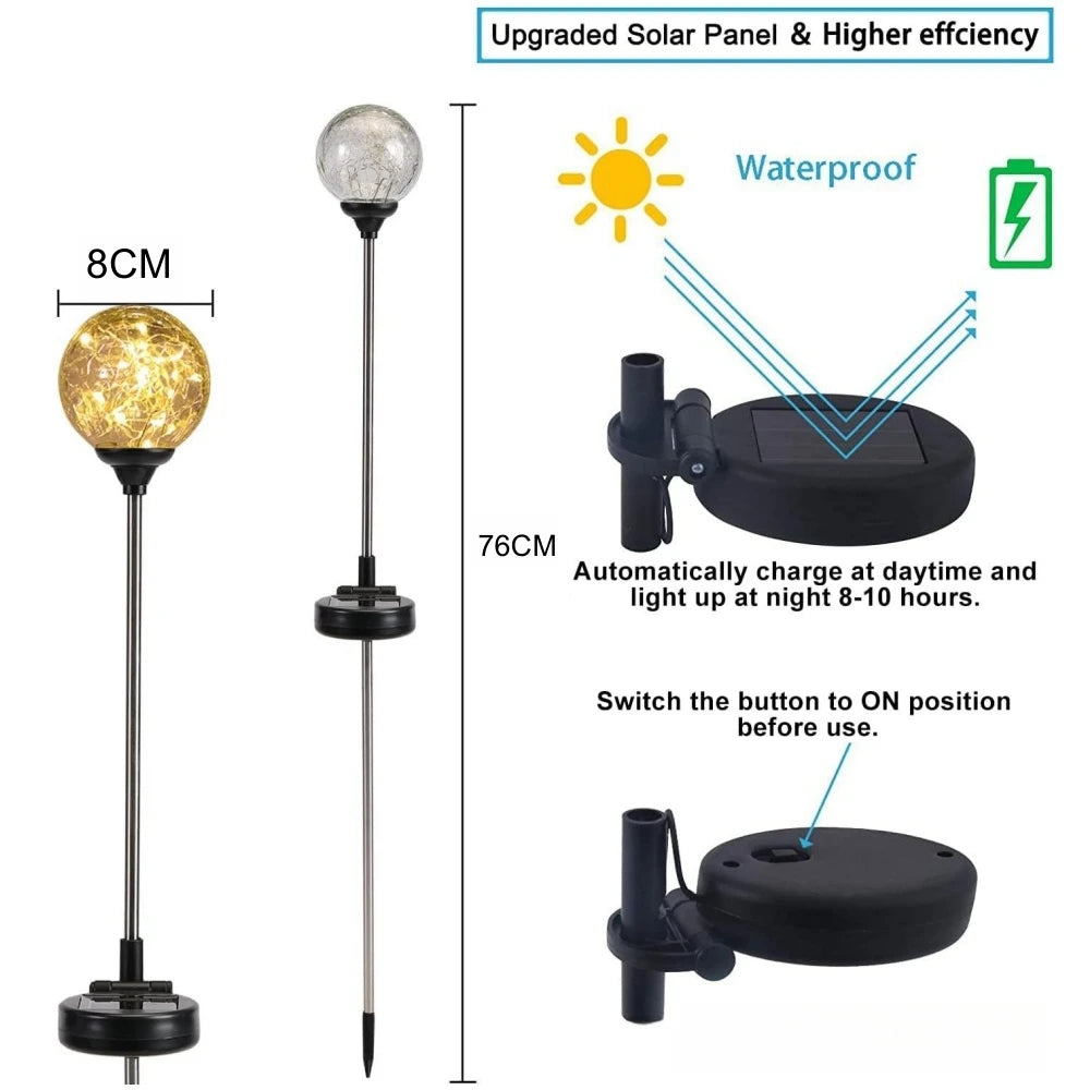 lampe solaire décorative effet craquelé vert rouge bleu violet jaune moderne extérieur jardin