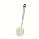 brosse bain douce flexible moderne poignée anneau blanc rose pâle texture maille corps nettoyage
