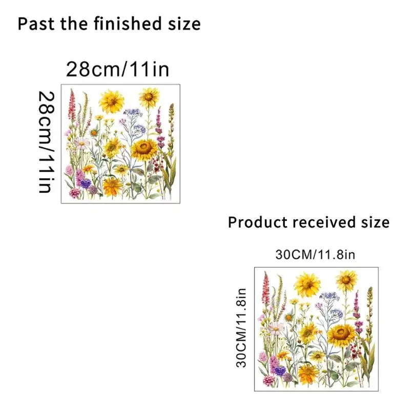 sticker adhésif moderne multicolore tournesol fleurs herbes sauvages décoration wc toilettes couvercle réfrigérateur illustration