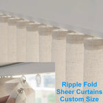 rideaux plissés moderne polyester texture lin couleur beige clair légèrement opaque salon chambre mesure
