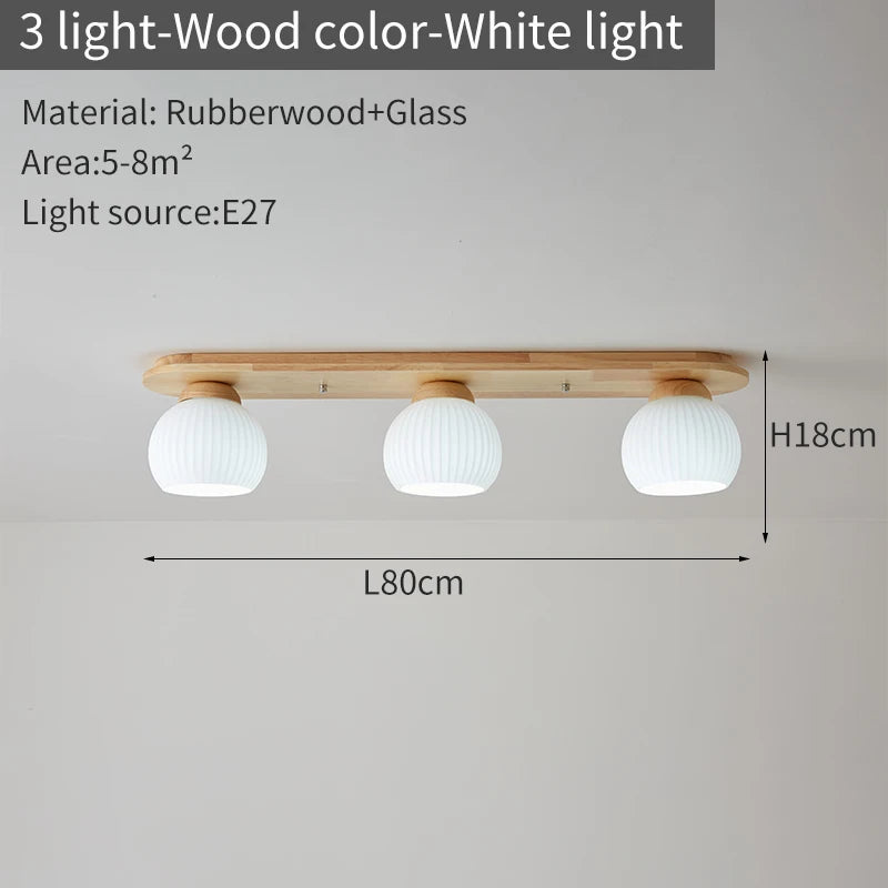 plafonniers modernes trois ampoules led bois naturel lumière blanche minimaliste