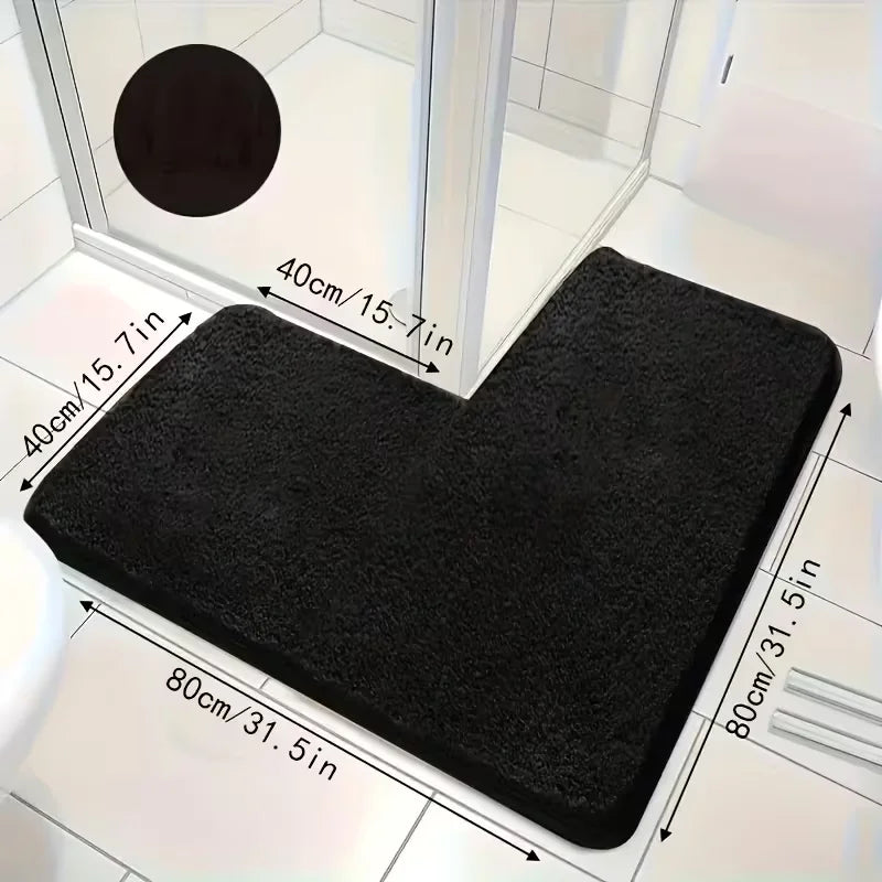 tapis bain moderne noir gris beige doux antidérapant salle bain adhésif uni grande taille
