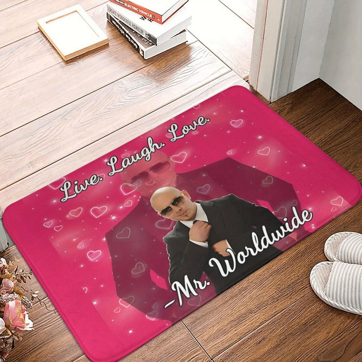 tapis rose pitbull live rire amour antidérapant résistant extérieur intérieur prière plageolvable machine