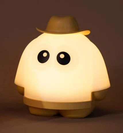lampe nuit fantôme blanc dessin animé chapeau yeux arrondi mignon table rechargeable led