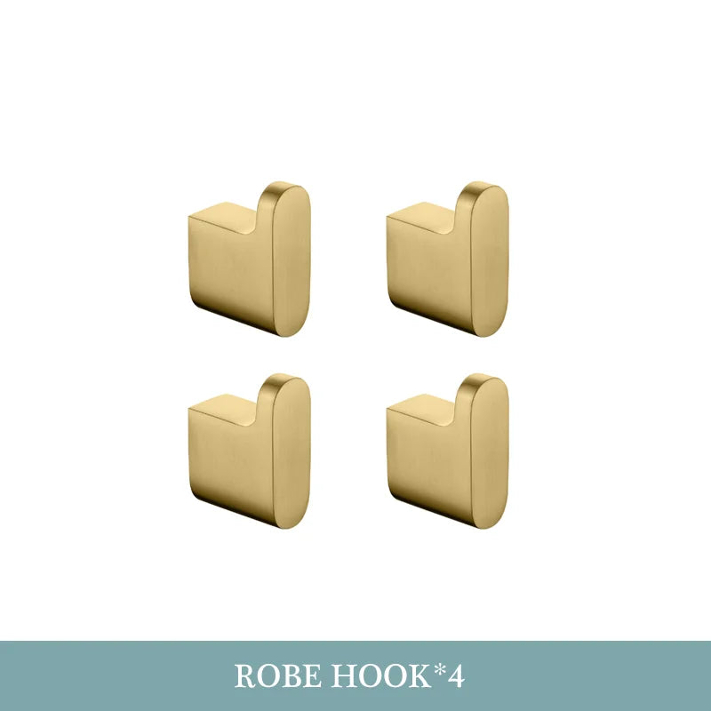 accessoires salle bain doré moderne porte serviettes fixations murales ensemble quincaillerie