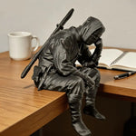 statue noire réaliste ninja japonais décoration intérieure ornement texturé humain asiatique