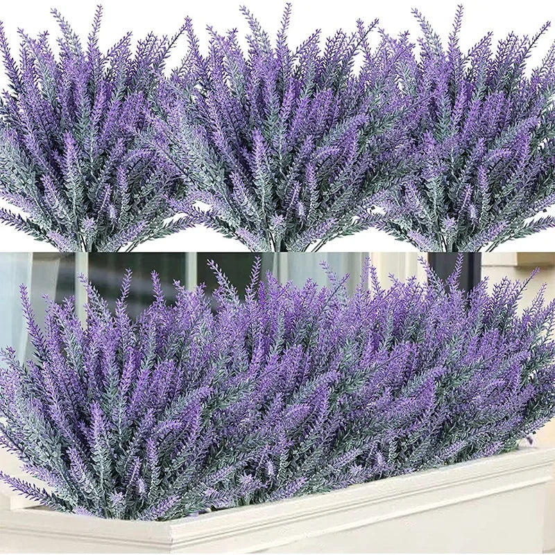 bouquet artificiel lavande violette fleurs cônes vertes decoration maison bureauextérieur 38cm