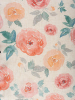 rideaux floral rose motif aquarelle bohème translucides franges salon chambre