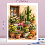 tableau peindre cactus fleurs multicolore vert jaune rose bleu art rue paysage urbain diy