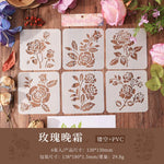 stencils fleurs stylisées tulipes roses blancs artisanal détaillé peinture bricolage scrapbooking