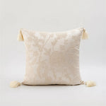 coussin patchwork fleur bohème chic blanc orange pompons adhésif 30x70cm 45x45cm polyester coton lavable