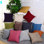 housse coussin carré coton lin moderne couleur unie beige marron rouge vert bleu orange