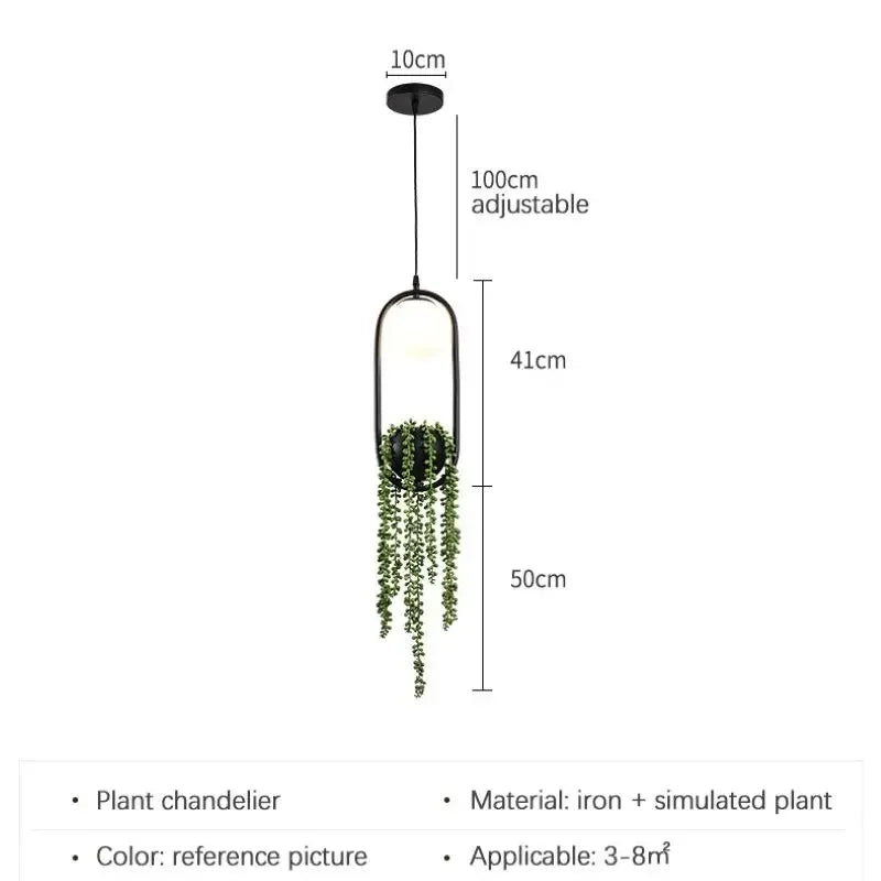 suspension végétale moderne plante artificielle lumière sphère lumineuse noir blanc vert minimaliste