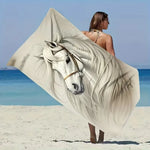 serviette plage microfibre cheval artistique séchage rapide grande taille toiletement illustration réaliste