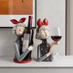 figurine moderne buste féminin support bouteille vin verre décor maison chic artistique transparent rouge