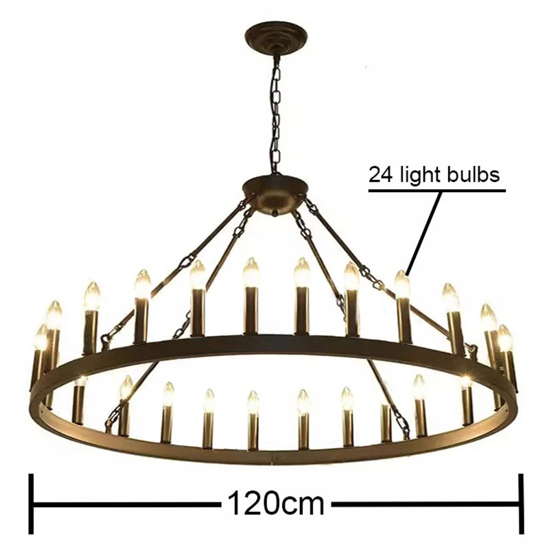 lustre industriel rustique pendentif noir cercles concentriques lumière moderne 4000K 3000K 6000K
