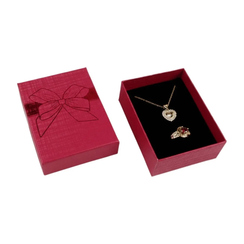 boîte rangement bijoux or rouge argent noir brillants rubis classique élégant pendentifs fermeture éclair