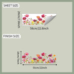autocollant mural fleurs colorées moderne rose orange jaune vert double face plastique opaque 20x58cm