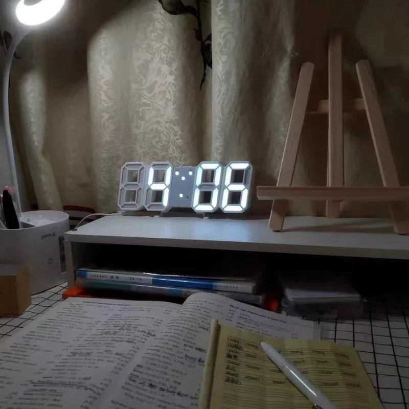 horloge digitale led moderne horaire date minimaliste cubique chiffres imposants