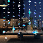 décoration suspendue guirlande lumineuse étoiles holographiques moderne bleu argenté violet rose blanc